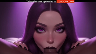 Красивая готка жадно отсасывает писюн в POV: чистое ИИ-порно