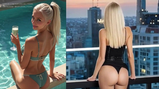 Платиновая PAWG с пухлой жопой: сплит-скрин-микс от ИИ